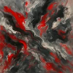 Tableau abstrait en acrylique aux tons rouges, noirs et gris, création artistique Fil Dé Toile
