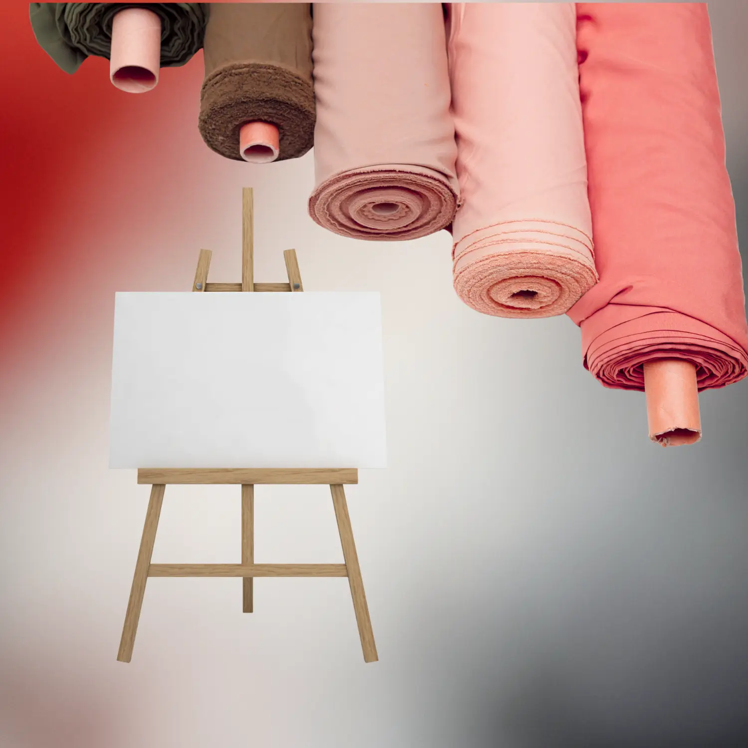 Rouleaux de tissus et toile, sacs et tableaux abstraits — Fil Dé Toile