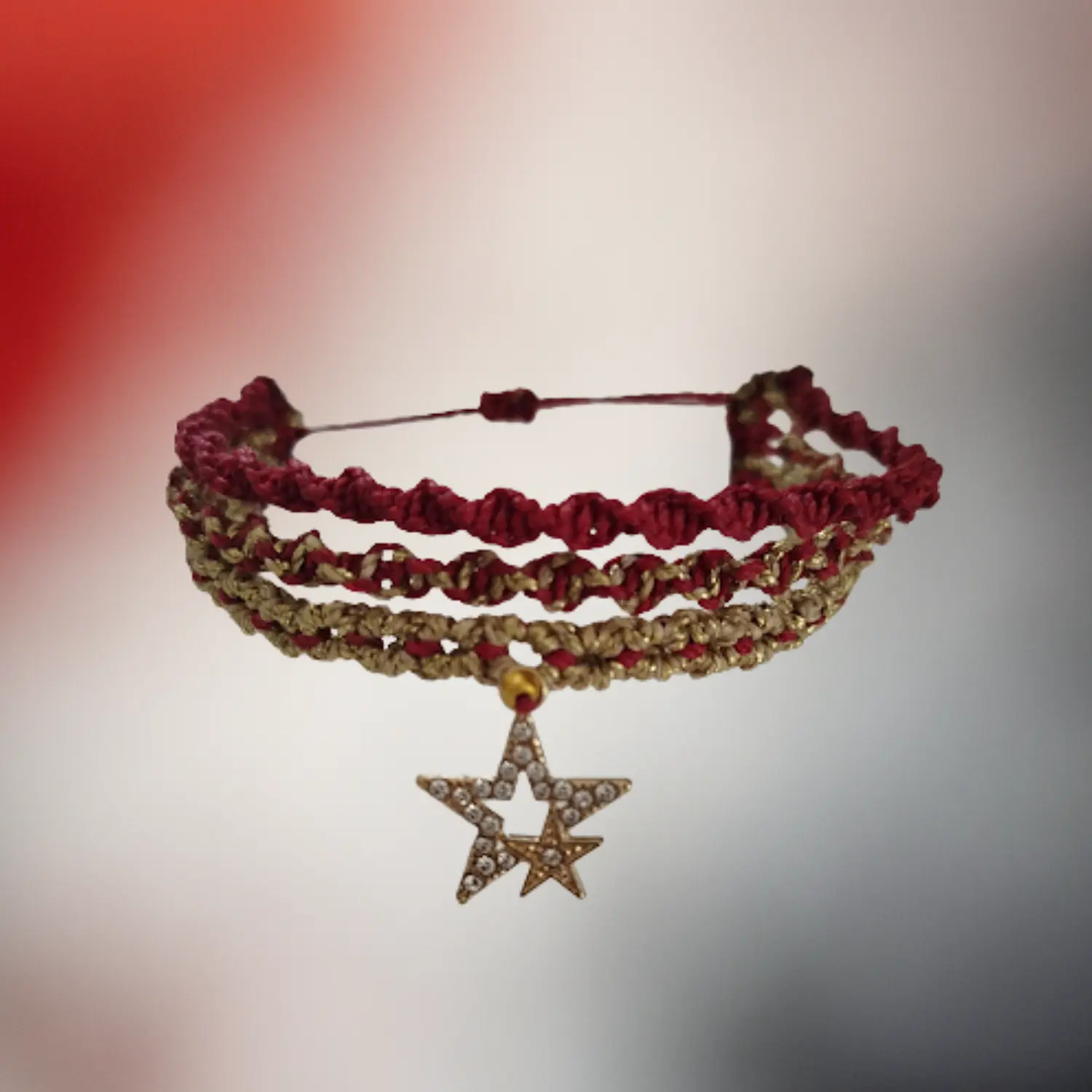 Bracelet micro-macramé personnalisable avec breloque étoile, Fil Dé Toile.