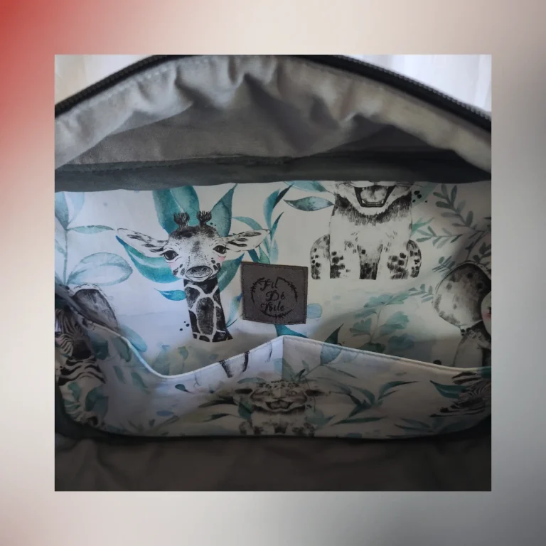 Poche intérieure double du sac à langer Bethléem, coton imprimé, Fil Dé Toile