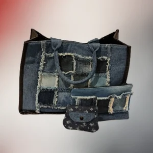 Sac cabas Canopus en jeans recyclé, patchwork, Fil Dé Toile.