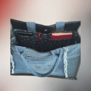 Poche intérieure compartimentée du sac Canopus, carnet et stylo, Fil Dé Toile.